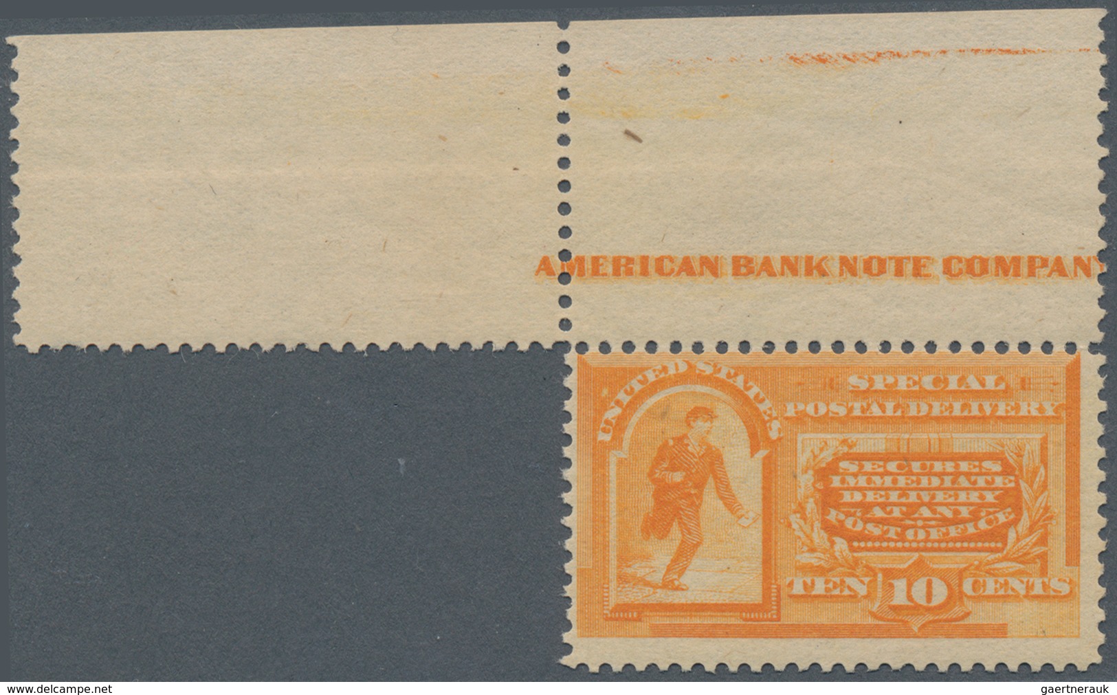 Vereinigte Staaten Von Amerika: 10c 1893 Orange Special Delivery (Scott No. E3), Never Hinged Top Im - Autres & Non Classés