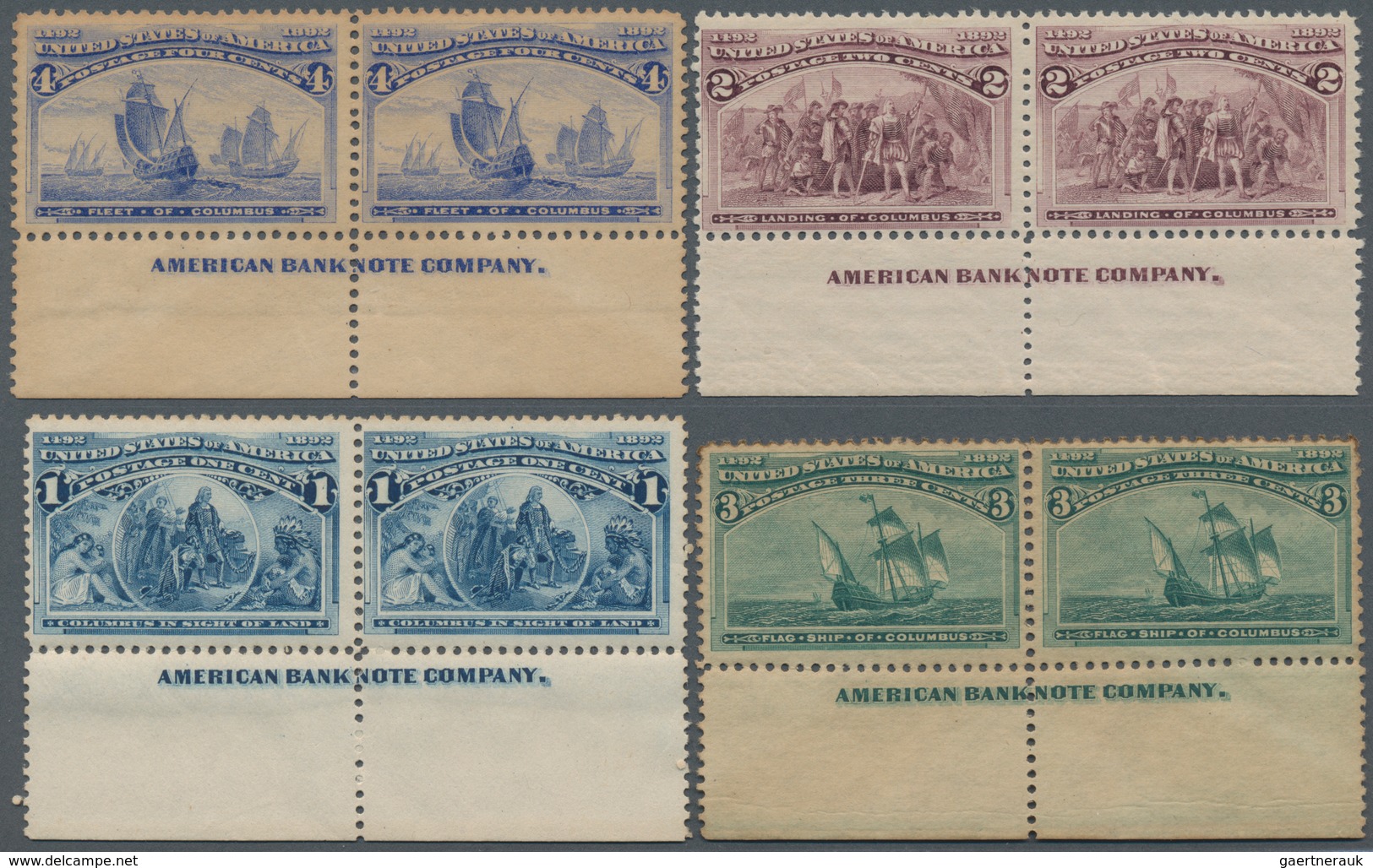 Vereinigte Staaten Von Amerika: 1c-$5.00 Columbus Issue (Scott Nos. 230-245), Complete Set Of Imprin - Other & Unclassified