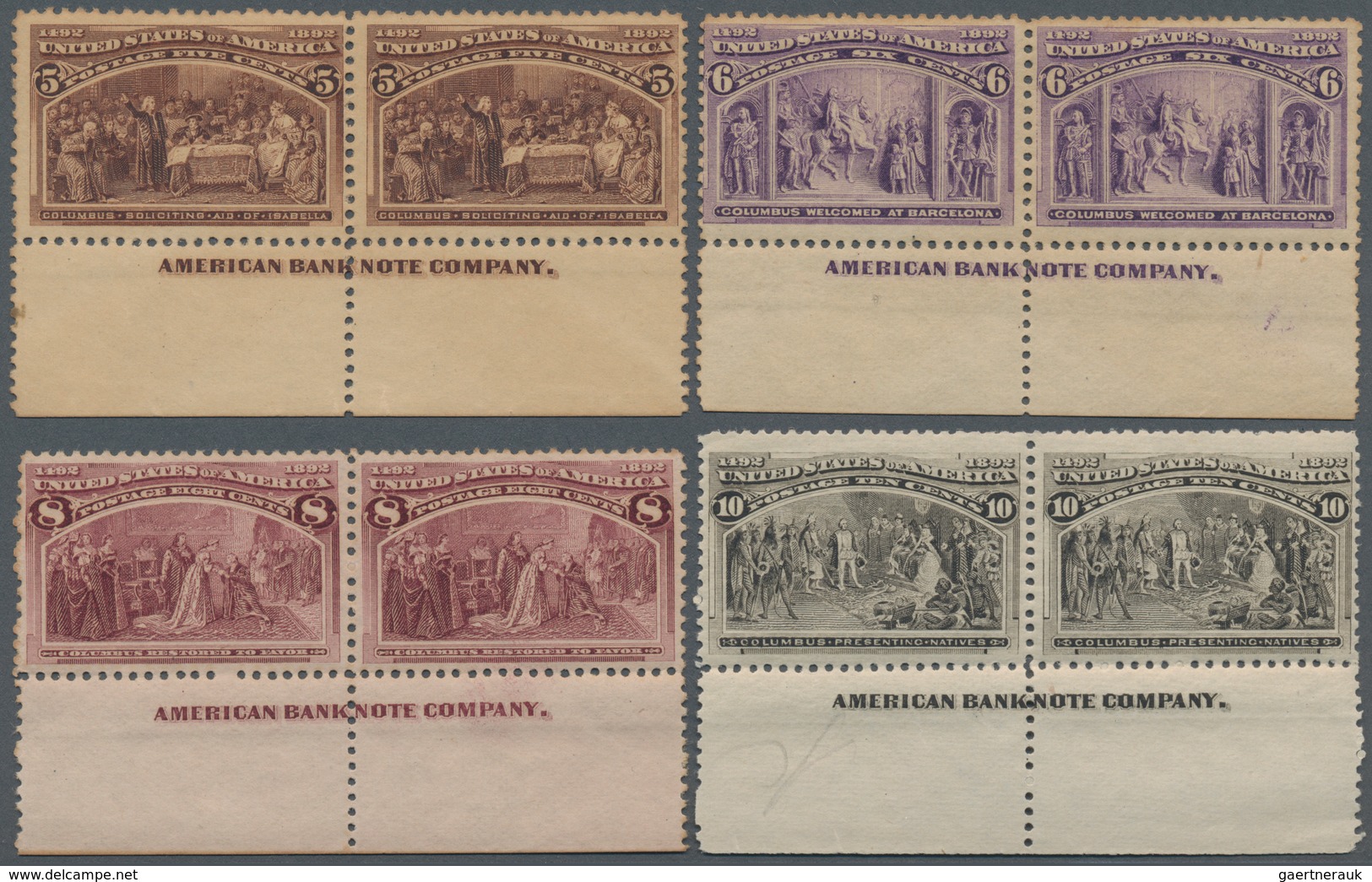 Vereinigte Staaten Von Amerika: 1c-$5.00 Columbus Issue (Scott Nos. 230-245), Complete Set Of Imprin - Other & Unclassified