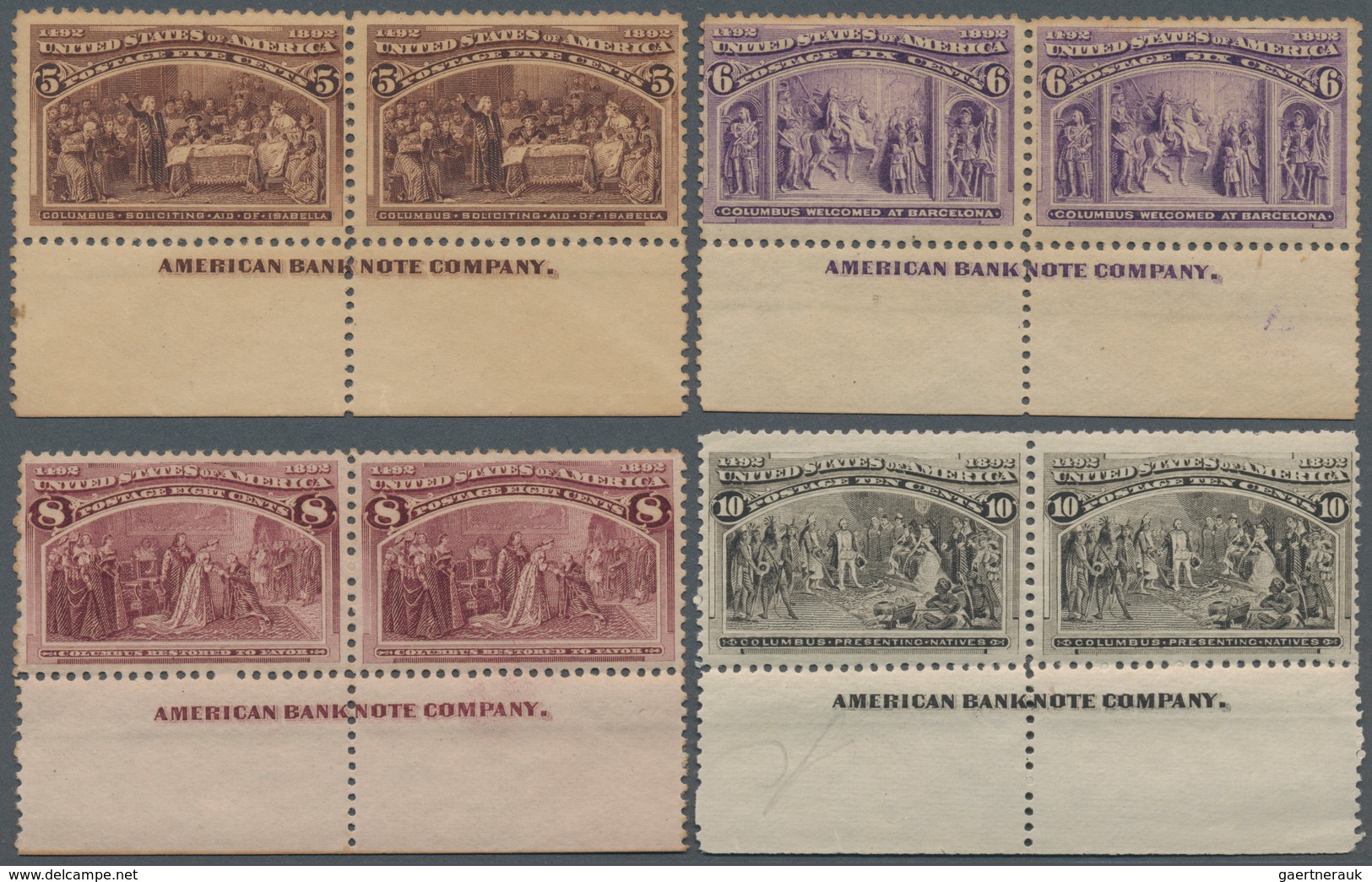 Vereinigte Staaten Von Amerika: 1c-$5.00 Columbus Issue (Scott Nos. 230-245), Complete Set Of Imprin - Andere & Zonder Classificatie