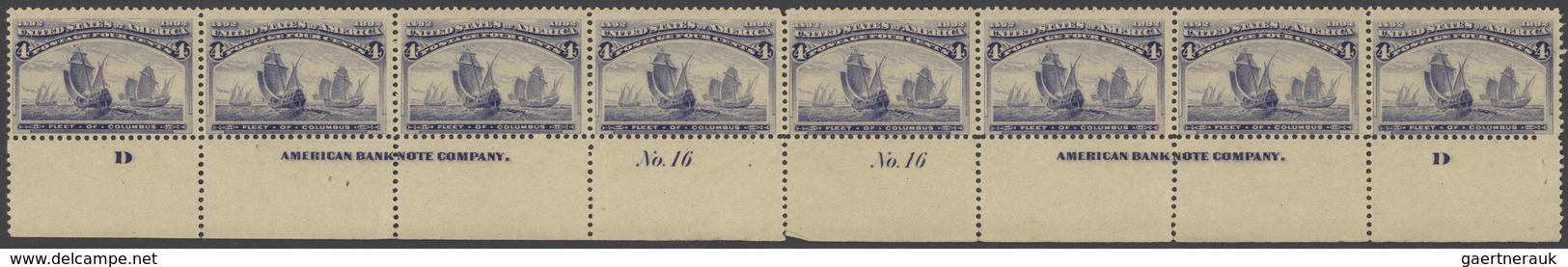 Vereinigte Staaten Von Amerika: 4c Columbus Issue (Scott No. 233), Bottom Double Plate No. 16, Impri - Other & Unclassified