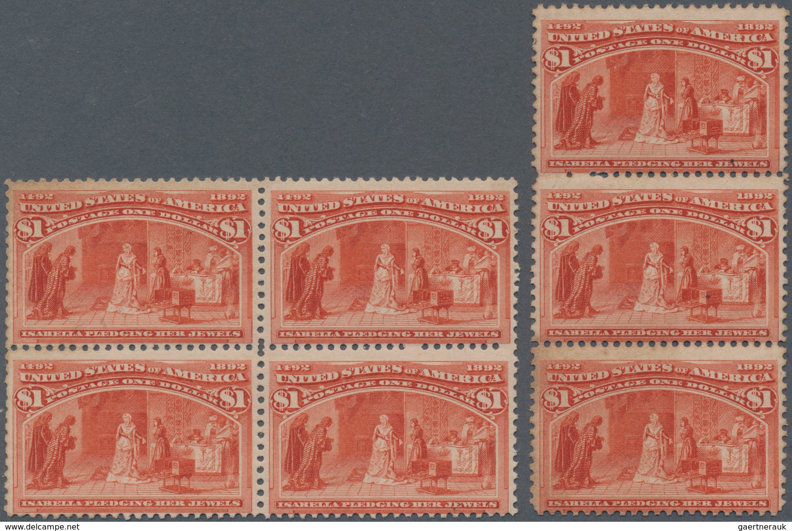 Vereinigte Staaten Von Amerika: $1.00 Columbus Issue (Scott No. 241), Never Hinged Block Of Four And - Sonstige & Ohne Zuordnung