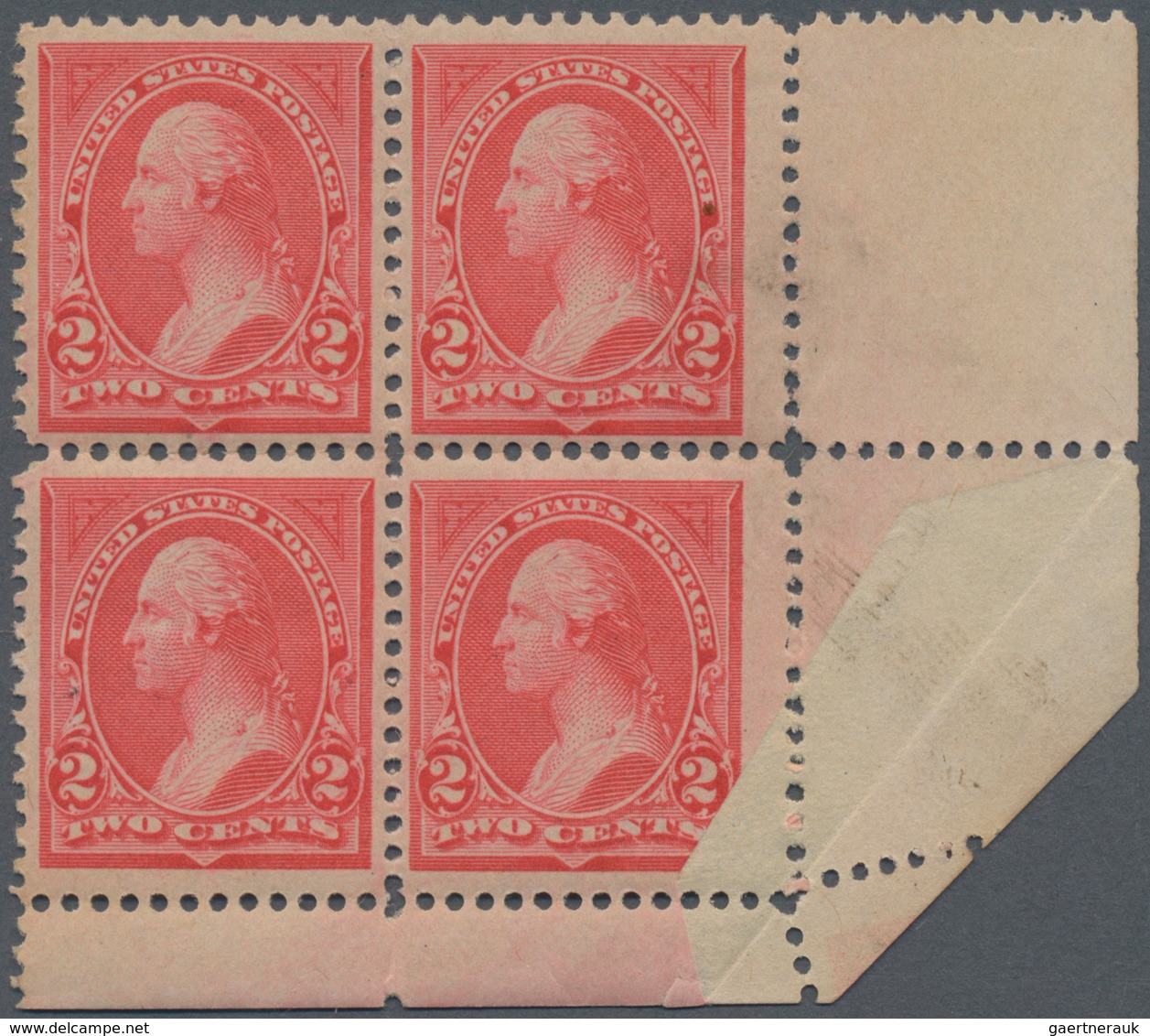 Vereinigte Staaten Von Amerika: 2c Carmine Type I Unwatermarked 1894 (Scott 250), Never Hinged Botto - Other & Unclassified