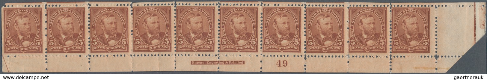 Vereinigte Staaten Von Amerika: 5c 1894 Unwatermarked (Scott 255), Never Hinged Bottom Plate No. 49, - Other & Unclassified
