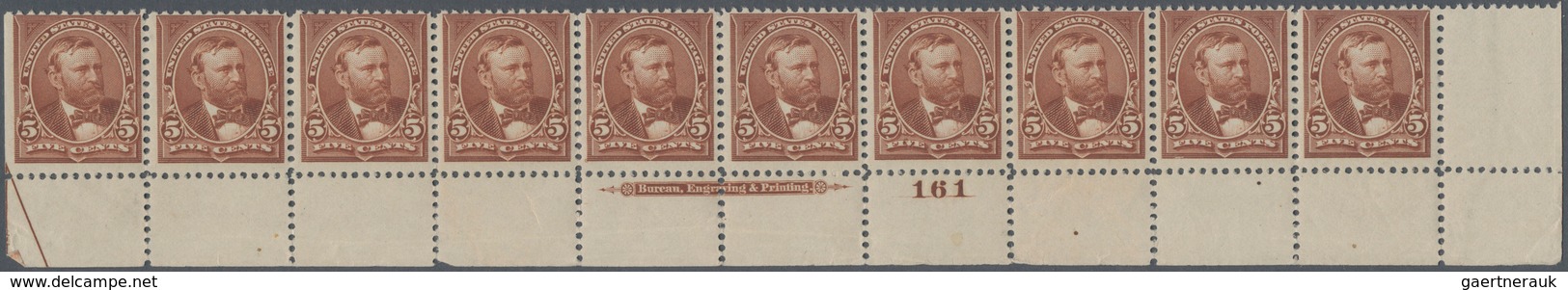 Vereinigte Staaten Von Amerika: 5c 1894 Unwatermarked (Scott 255), Never Hinged Bottom Plate No. 161 - Other & Unclassified