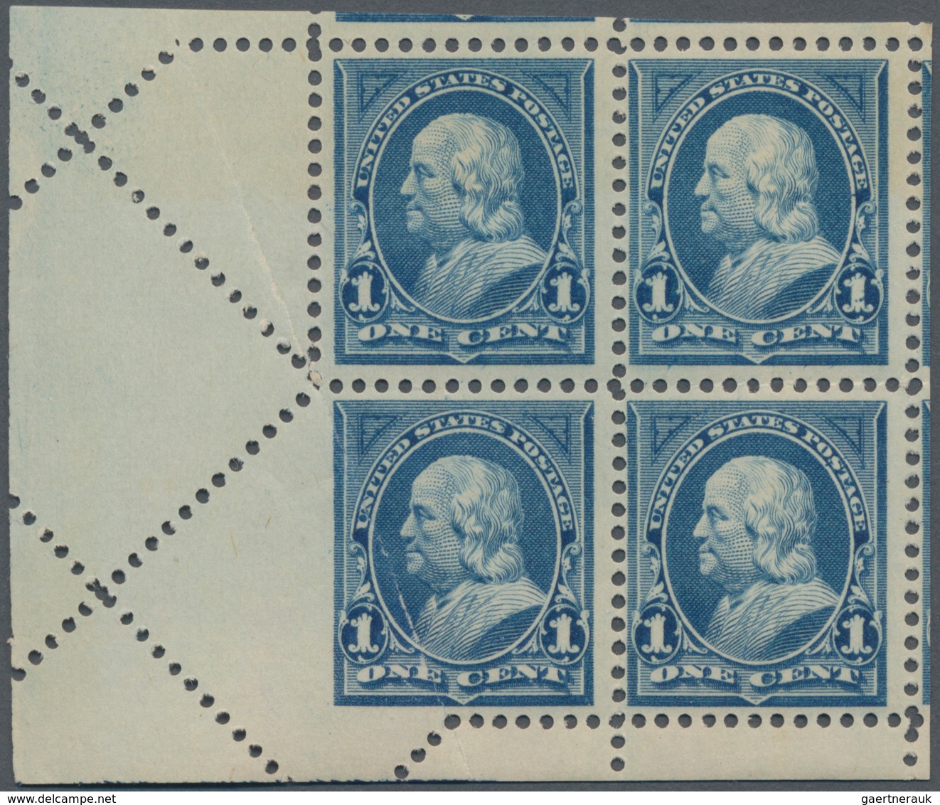 Vereinigte Staaten Von Amerika: 1c Watermarked 1895 (Scott 264), Never Hinged Bottom Left Selvage Bl - Other & Unclassified