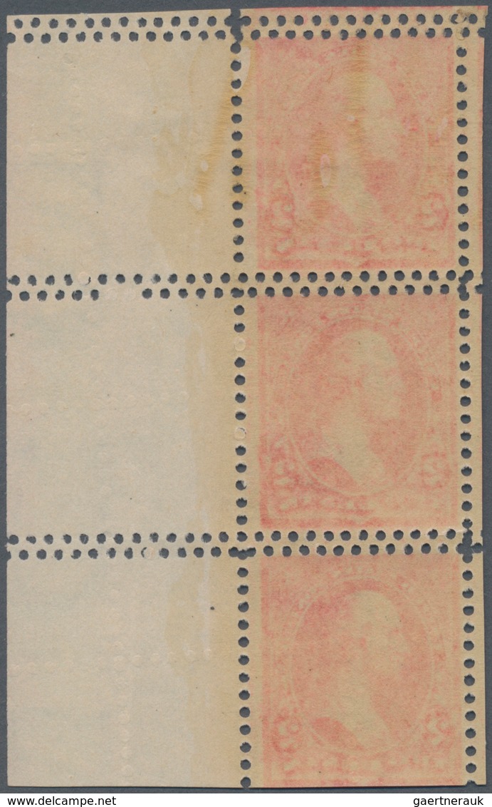 Vereinigte Staaten Von Amerika: 2c Type III Watermarked 1895 (Scott 267), Vertical Strip Of Three Wi - Other & Unclassified