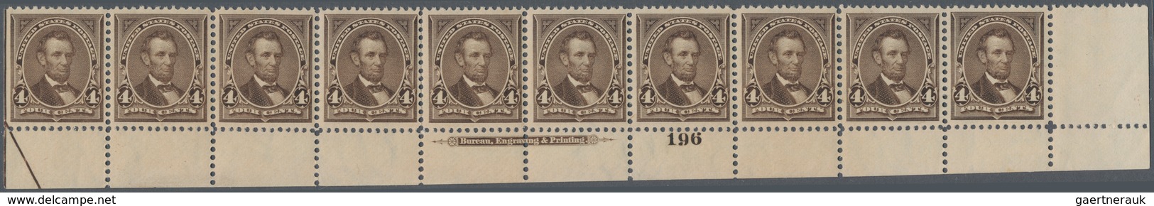 Vereinigte Staaten Von Amerika: 4c 1895 Watermarked (Scott 269), Never Hinged Bottom Plate No. 196, - Other & Unclassified