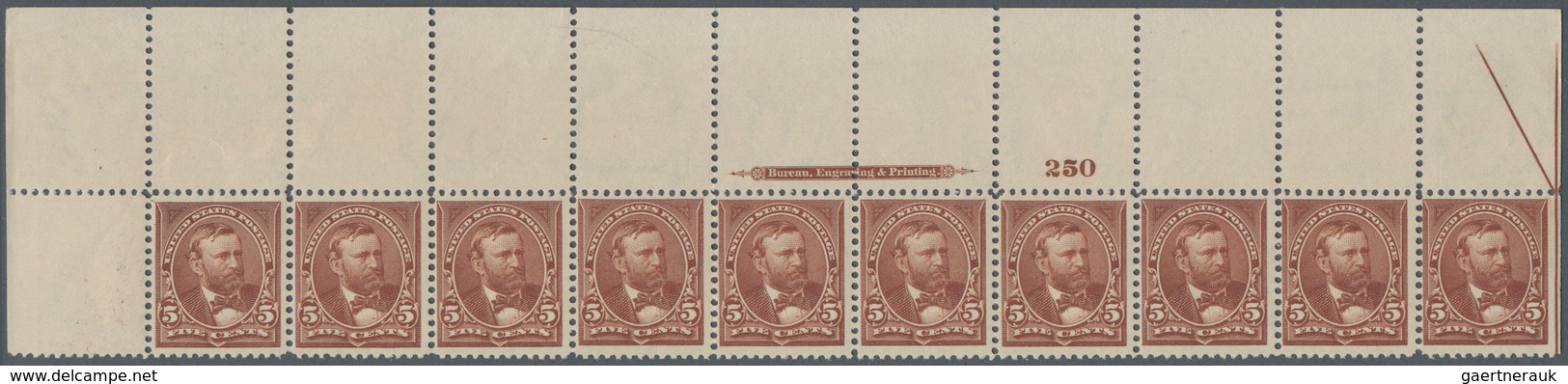 Vereinigte Staaten Von Amerika: 5c 1895 Watermarked (Scott 270), Never Hinged Full Top Plate No. 250 - Other & Unclassified