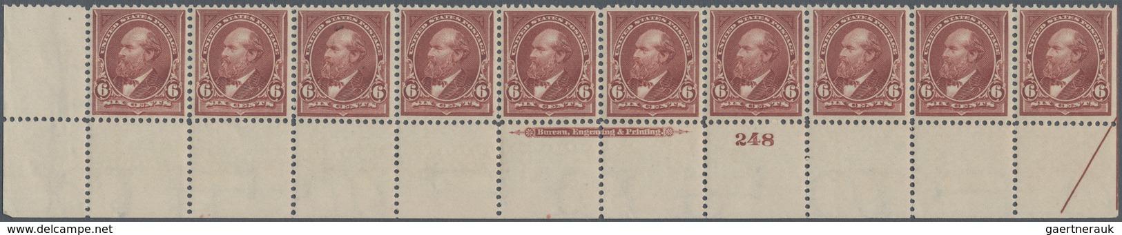 Vereinigte Staaten Von Amerika: 6c 1895 Watermarked (Scott 271), Never Hinged Bottom Plate No. 248, - Other & Unclassified