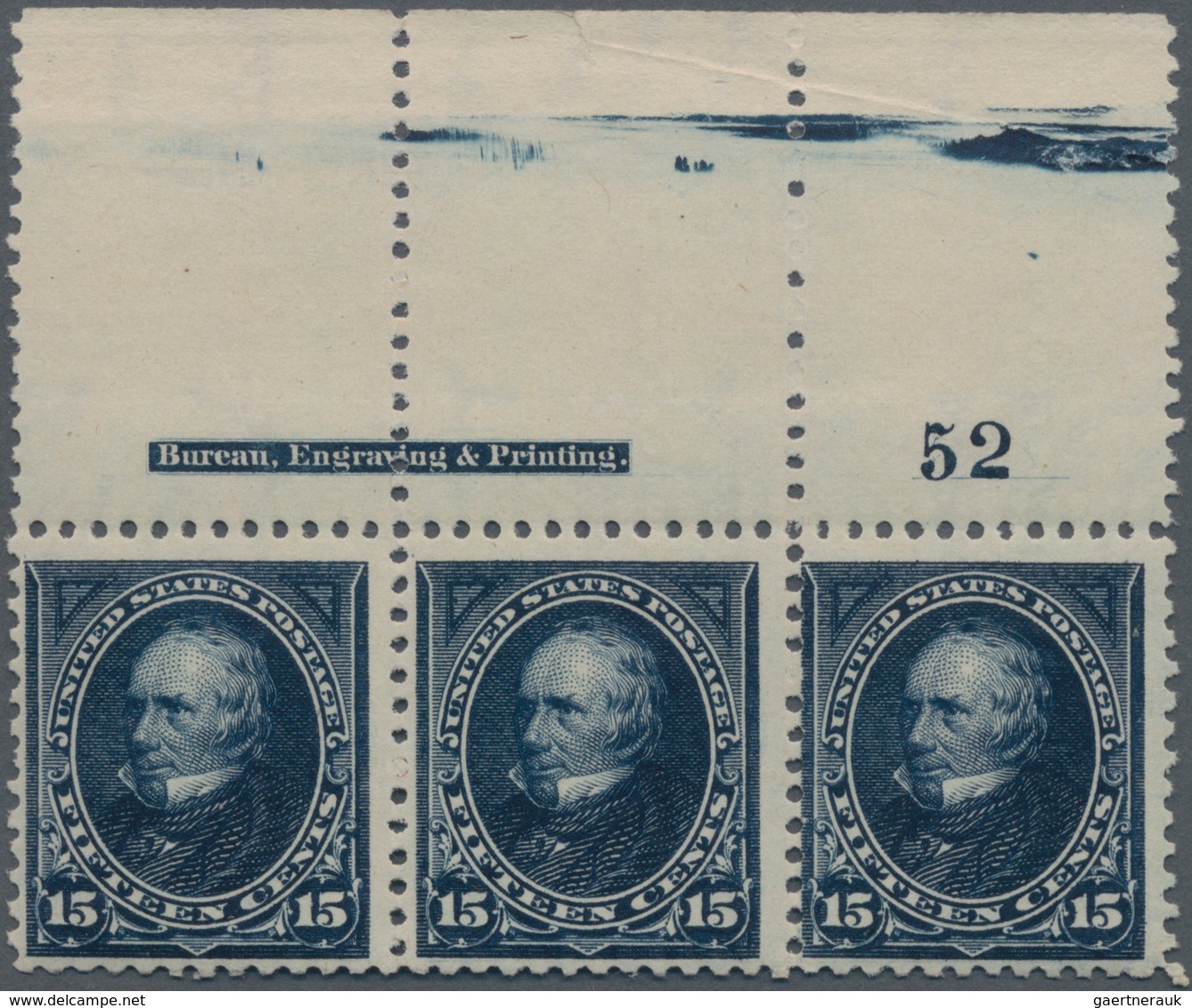 Vereinigte Staaten Von Amerika: 15c 1895 Watermarked (Scott 274), Never Hinged Full Top Plate No. 52 - Other & Unclassified