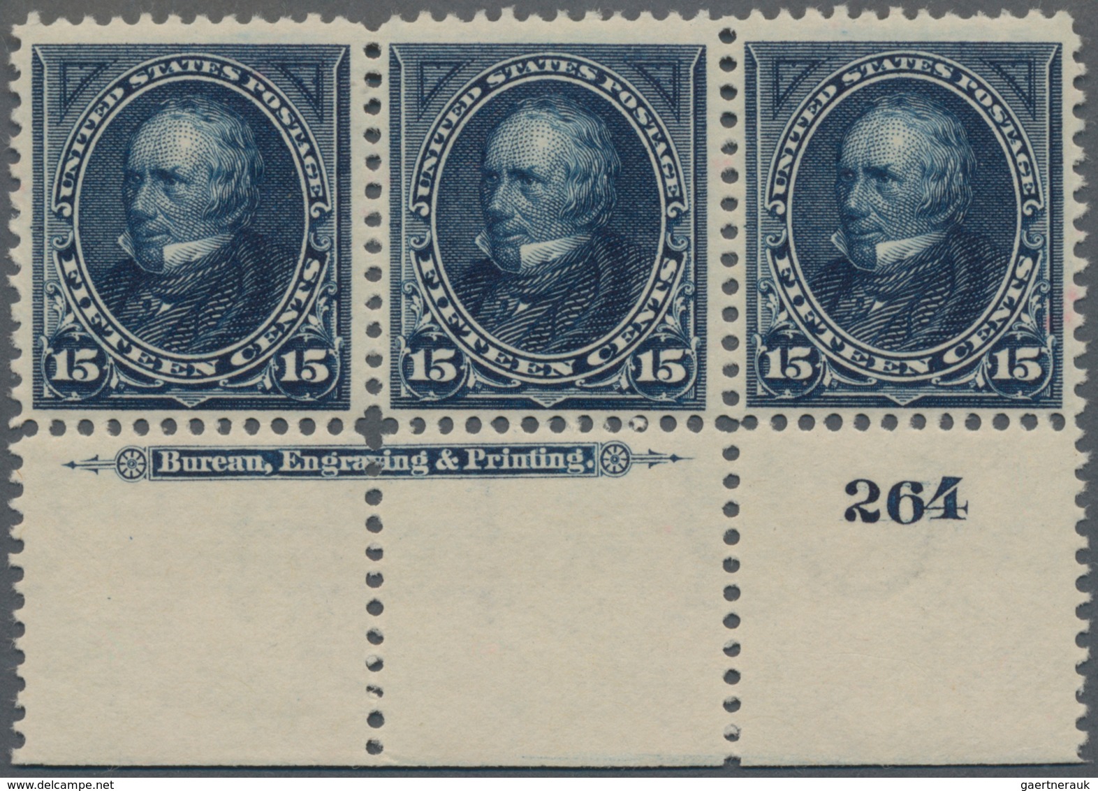 Vereinigte Staaten Von Amerika: 15c 1895 Watermarked (Scott 274), Never Hinged Bottom Plate No. 264, - Other & Unclassified