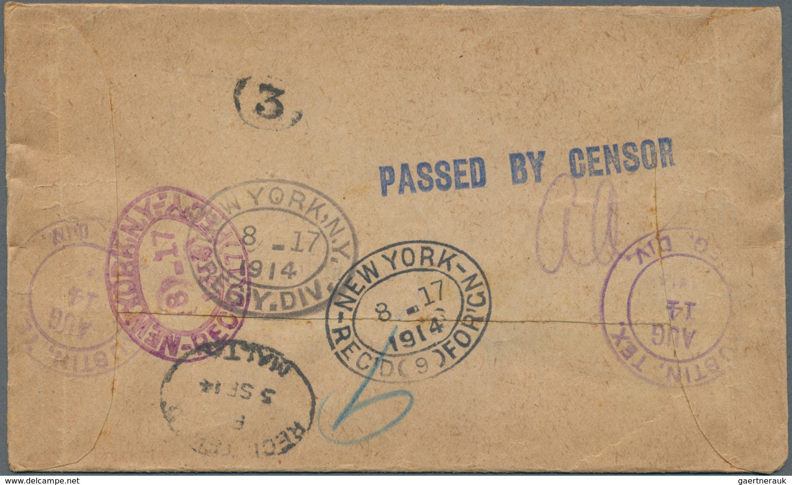 Vereinigte Staaten Von Amerika: 1914, Registered Letter Cancelled With Boxed "AUSTIN TX" On "14-5-14 - Other & Unclassified