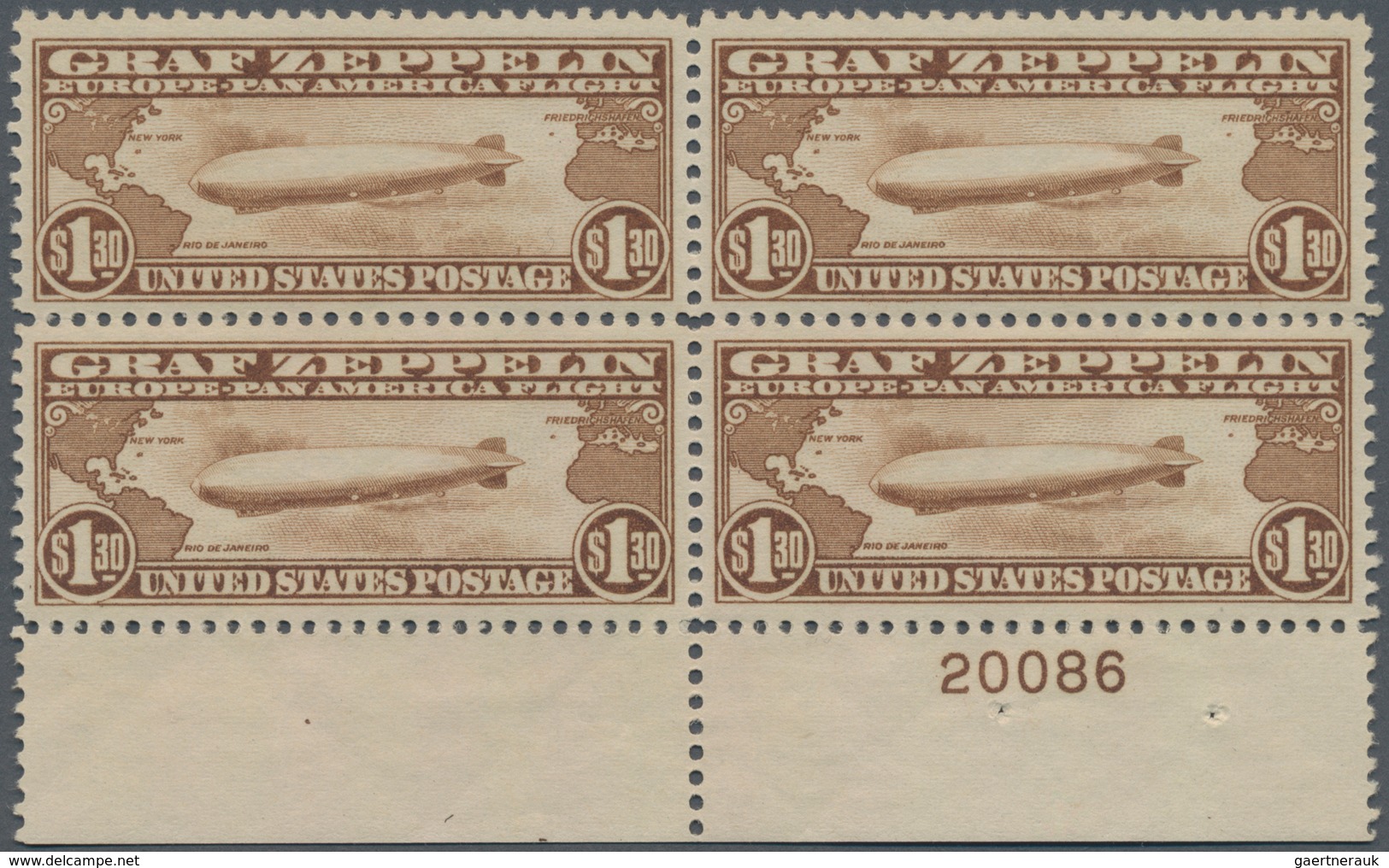 Vereinigte Staaten Von Amerika: 1930: 65c-$2.60 Graf Zeppelin (Scott C13-C15), Never Hinged Blocks O - Other & Unclassified