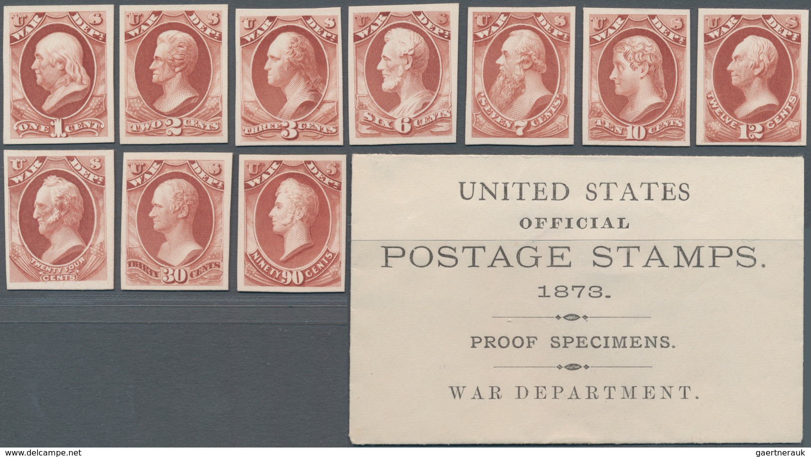 Vereinigte Staaten von Amerika - Dienstmarken: Officials Plate Proofs on Card (Scott O1P4-O93P4), Co