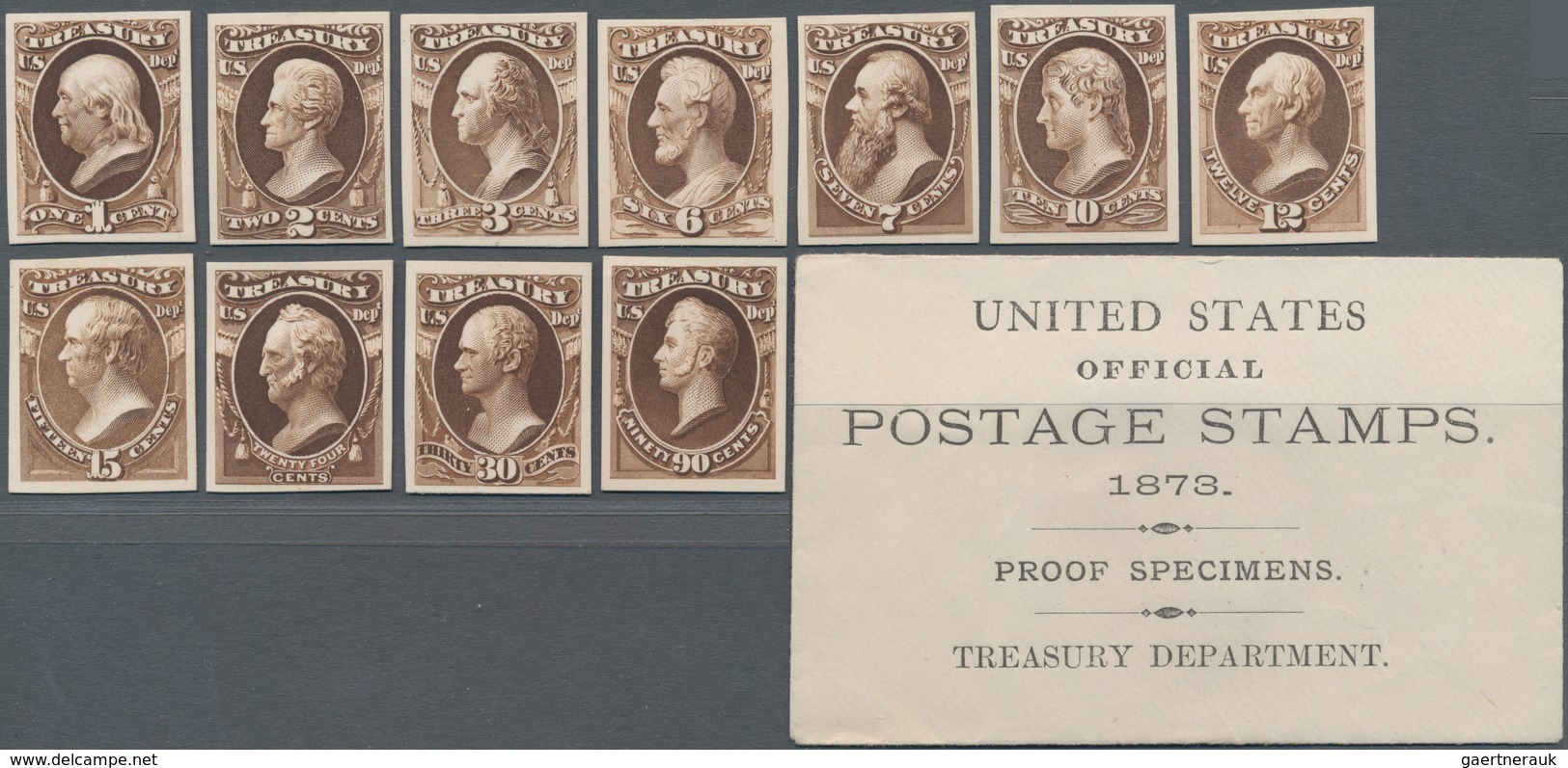 Vereinigte Staaten von Amerika - Dienstmarken: Officials Plate Proofs on Card (Scott O1P4-O93P4), Co