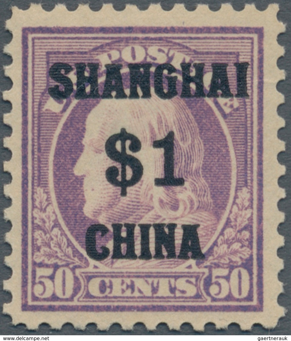 Vereinigte Staaten Von Amerika - Post In China: 1919, 50c Light Violet Optd. 'SHANGHAI / $ 1 / CHINA - Offices In China