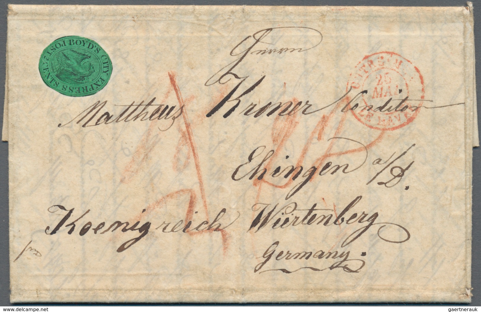 Vereinigte Staaten Von Amerika - Lokalausgaben + Carriers Stamps: 1847, BOYD'S CITY EXPRESS, 2 C Bla - Lokale Post