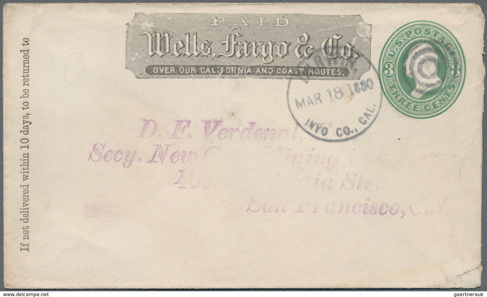 Vereinigte Staaten Von Amerika - Ganzsachen: 1869/1899, Four Different "Wells Fargo" Stationery Enve - Other & Unclassified