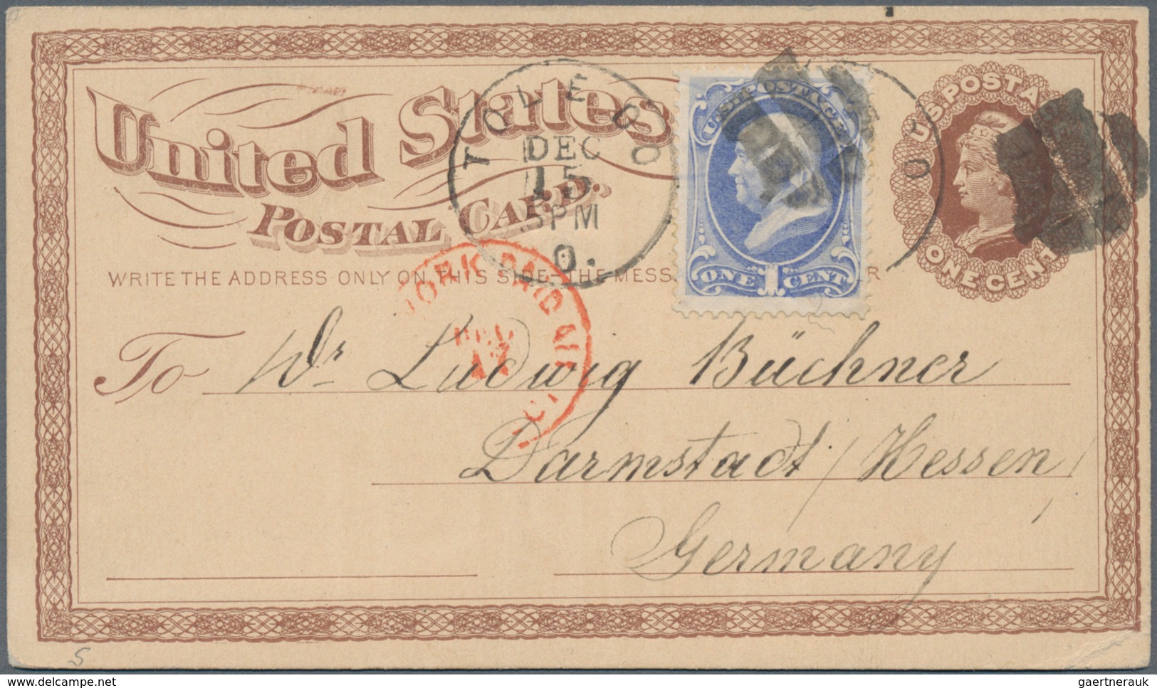 Vereinigte Staaten Von Amerika - Ganzsachen: 1873, Stationery Card 1 C Red-brown Uprated Franklin 1 - Otros & Sin Clasificación