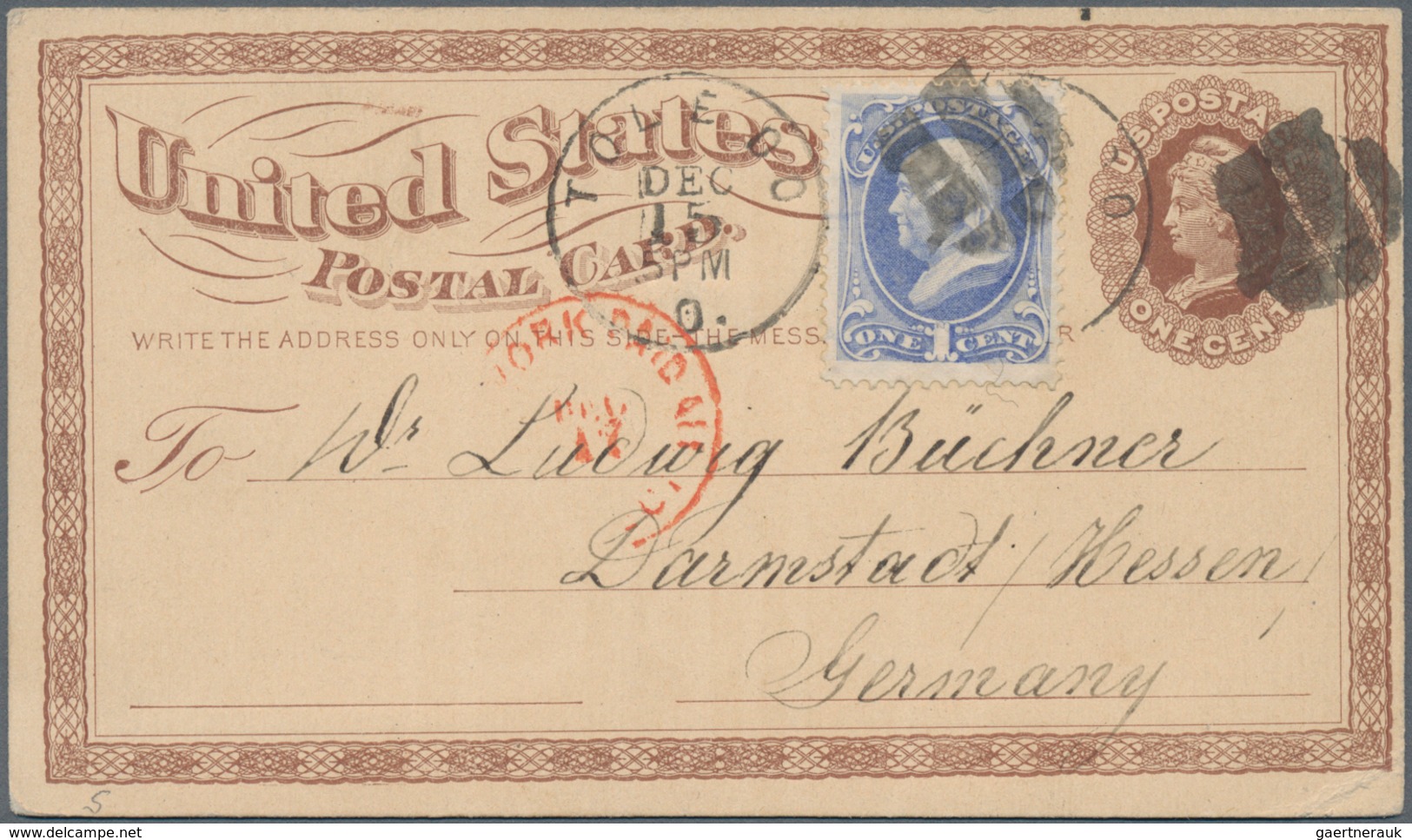Vereinigte Staaten Von Amerika - Ganzsachen: 1873, Stationery Card 1 C Red-brown Uprated Franklin 1 - Andere & Zonder Classificatie
