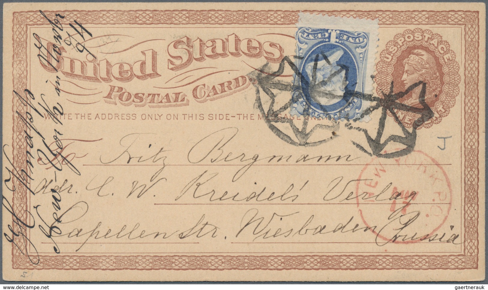 Vereinigte Staaten Von Amerika - Ganzsachen: 1874, Stationery Card 1 C Red-brown Uprated Franklin 1 - Otros & Sin Clasificación