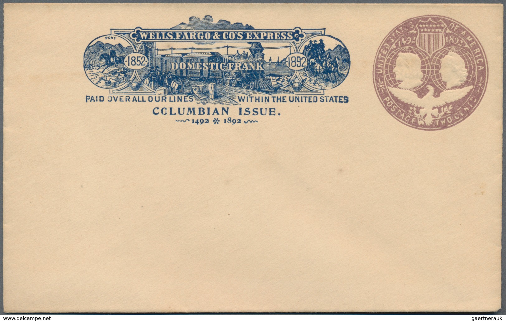 Vereinigte Staaten Von Amerika - Ganzsachen: 1893 Columbus Issue Unused Postal Stationery Envelope 2 - Otros & Sin Clasificación