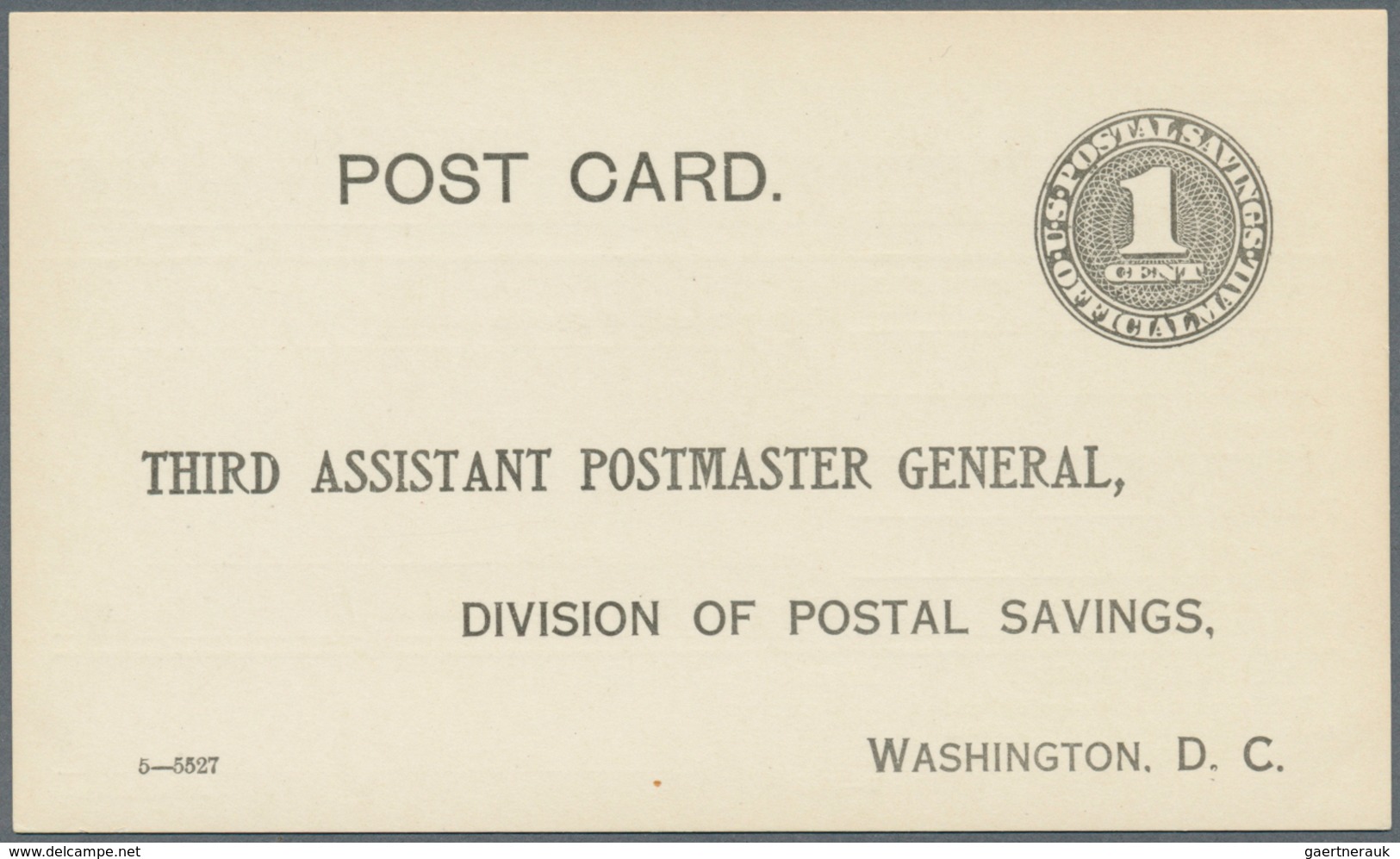 Vereinigte Staaten Von Amerika - Ganzsachen: 1913, 1c. Black Official Postal Stationery Card Mint, F - Other & Unclassified