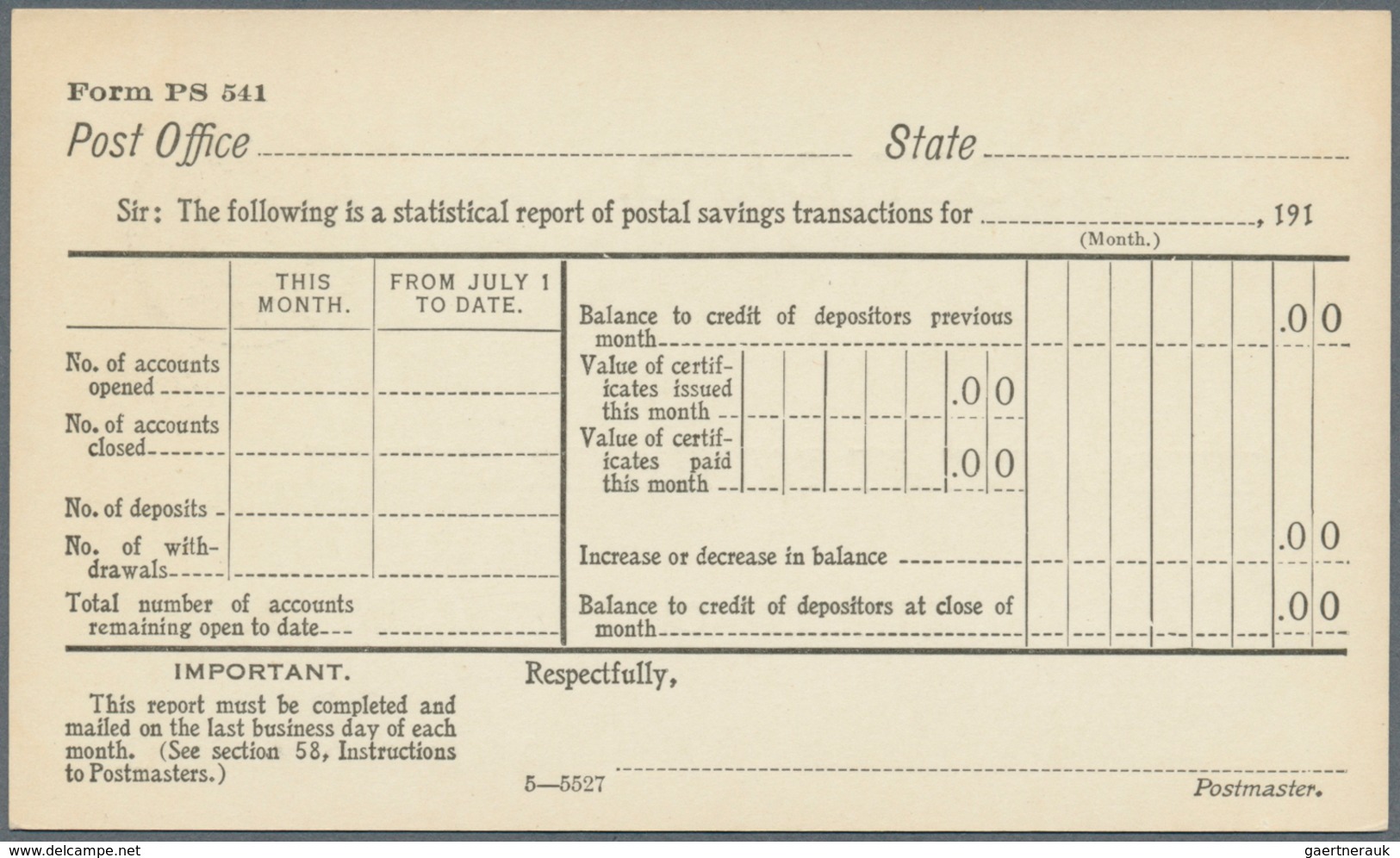 Vereinigte Staaten Von Amerika - Ganzsachen: 1913, 1c. Black Official Postal Stationery Card Mint, F - Other & Unclassified