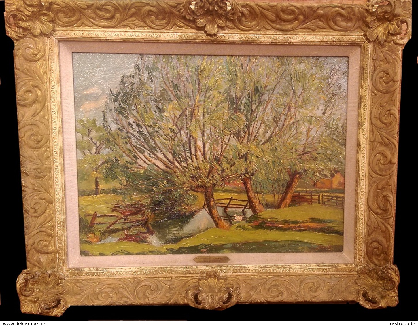 LUCY YOUNG - OIL ON FRENCH PANEL - Ca. 1920 TITLE: POND WITH WILLOW, KNOWLE - ROYAL INSTITUTE OF OIL PAINTERS, EXHIBITOR - Oils