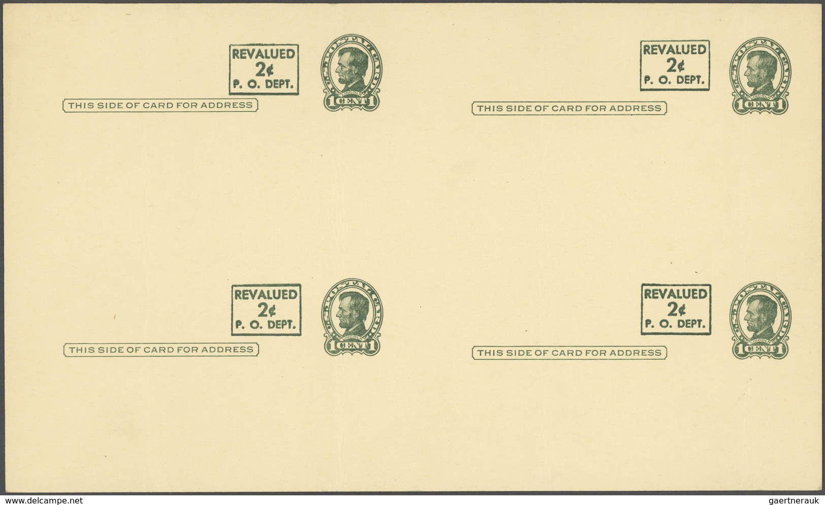 Vereinigte Staaten Von Amerika - Ganzsachen: 1952 Sheet Of Four Unused, Unfolded An Revalued Postal - Otros & Sin Clasificación