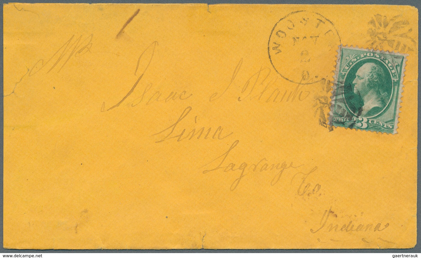 Vereinigte Staaten Von Amerika - Stempel: BEE OF WOOSTER (O.), Two Complete Strikes Of Cancel Tying - Postal History