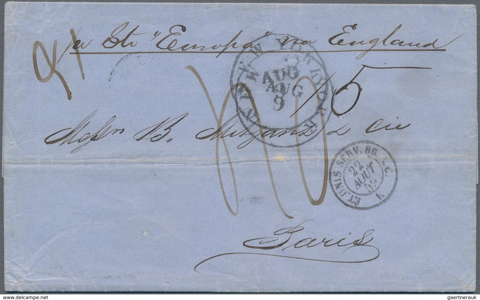 Vereinigte Staaten Von Amerika - Transatlantik-Mail: 1859, Folded Letter From HAVANNA By Forwarders - Other & Unclassified