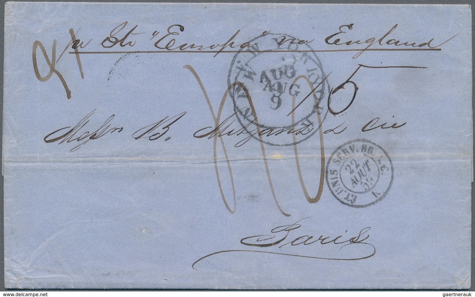 Vereinigte Staaten Von Amerika - Transatlantik-Mail: 1859, Folded Letter From HAVANNA By Forwarders - Andere & Zonder Classificatie