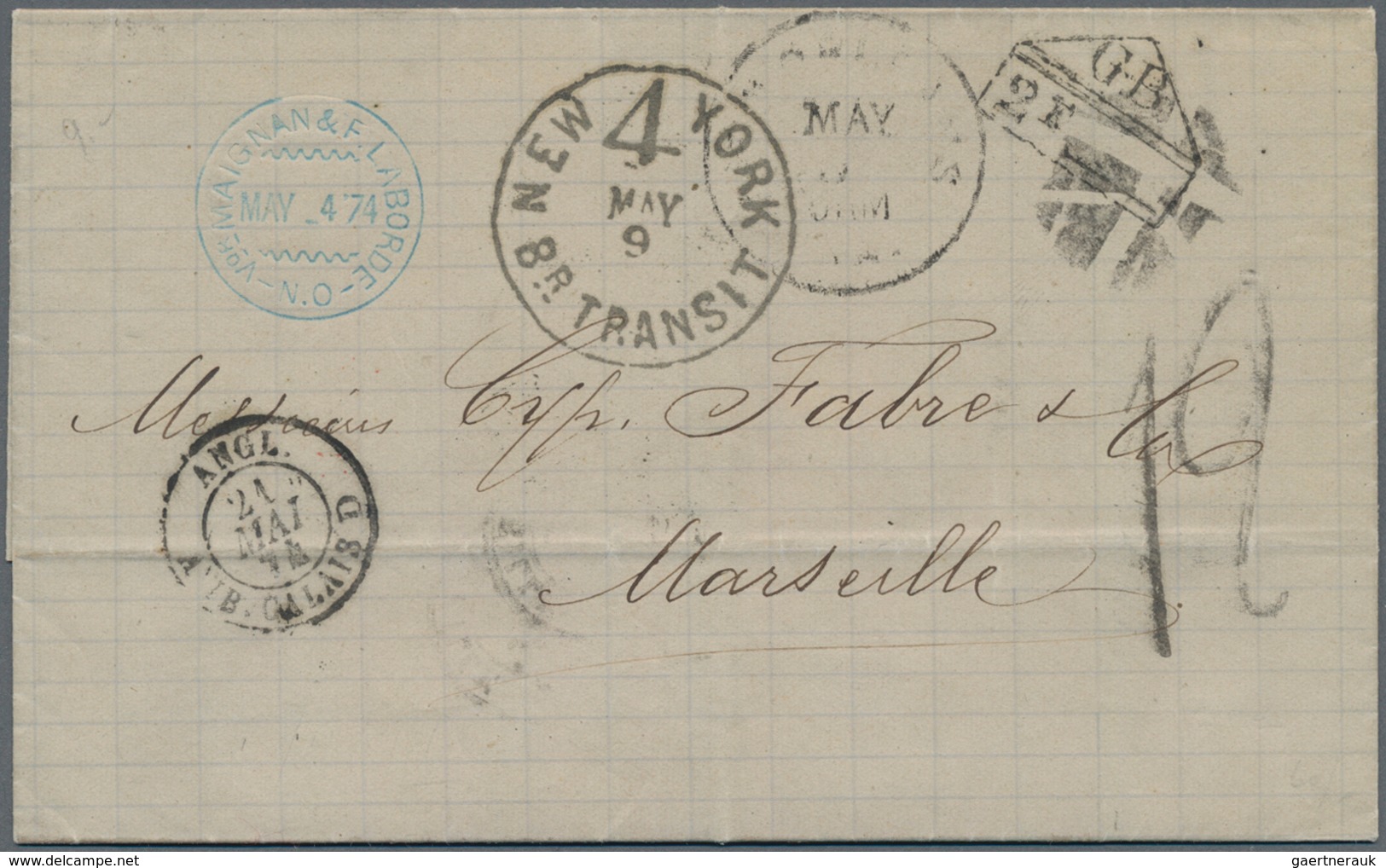 Vereinigte Staaten Von Amerika - Transatlantik-Mail: 1874, Transatlantic Letter From New Orleans Via - Other & Unclassified