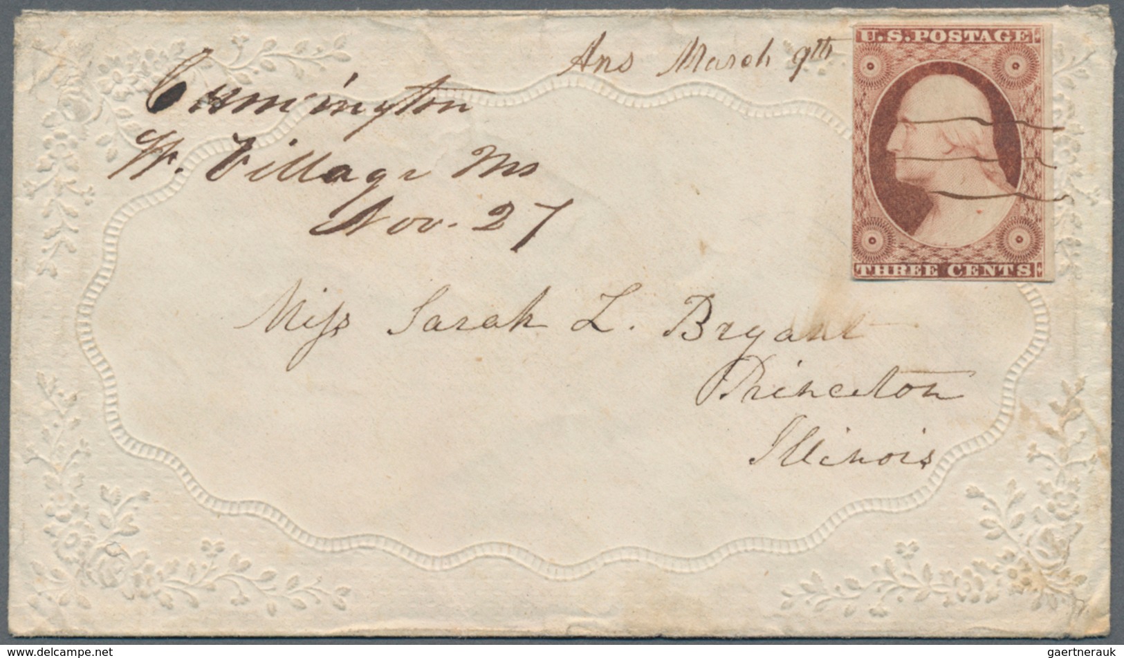 Vereinigte Staaten Von Amerika - Besonderheiten: 1851 (ca.) Small Colourless Decorative Letter Frank - Other & Unclassified