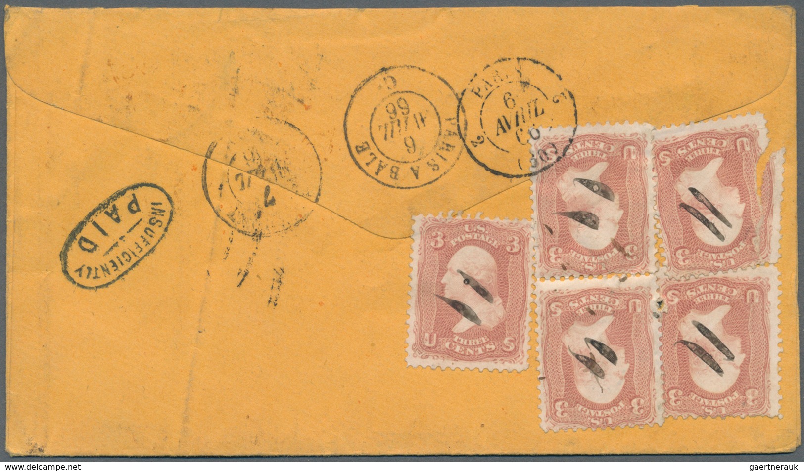 Vereinigte Staaten von Amerika - Besonderheiten: 1866/1879, correspondence of 5 covers with differen