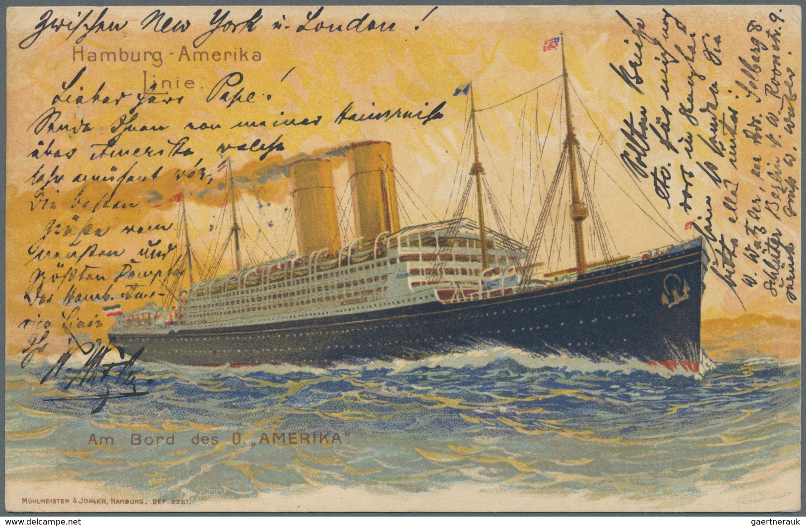 Vereinigte Staaten Von Amerika - Besonderheiten: 1906, Ppc Showing Steamer "AMERIKA" (Hamburg-Amerik - Other & Unclassified