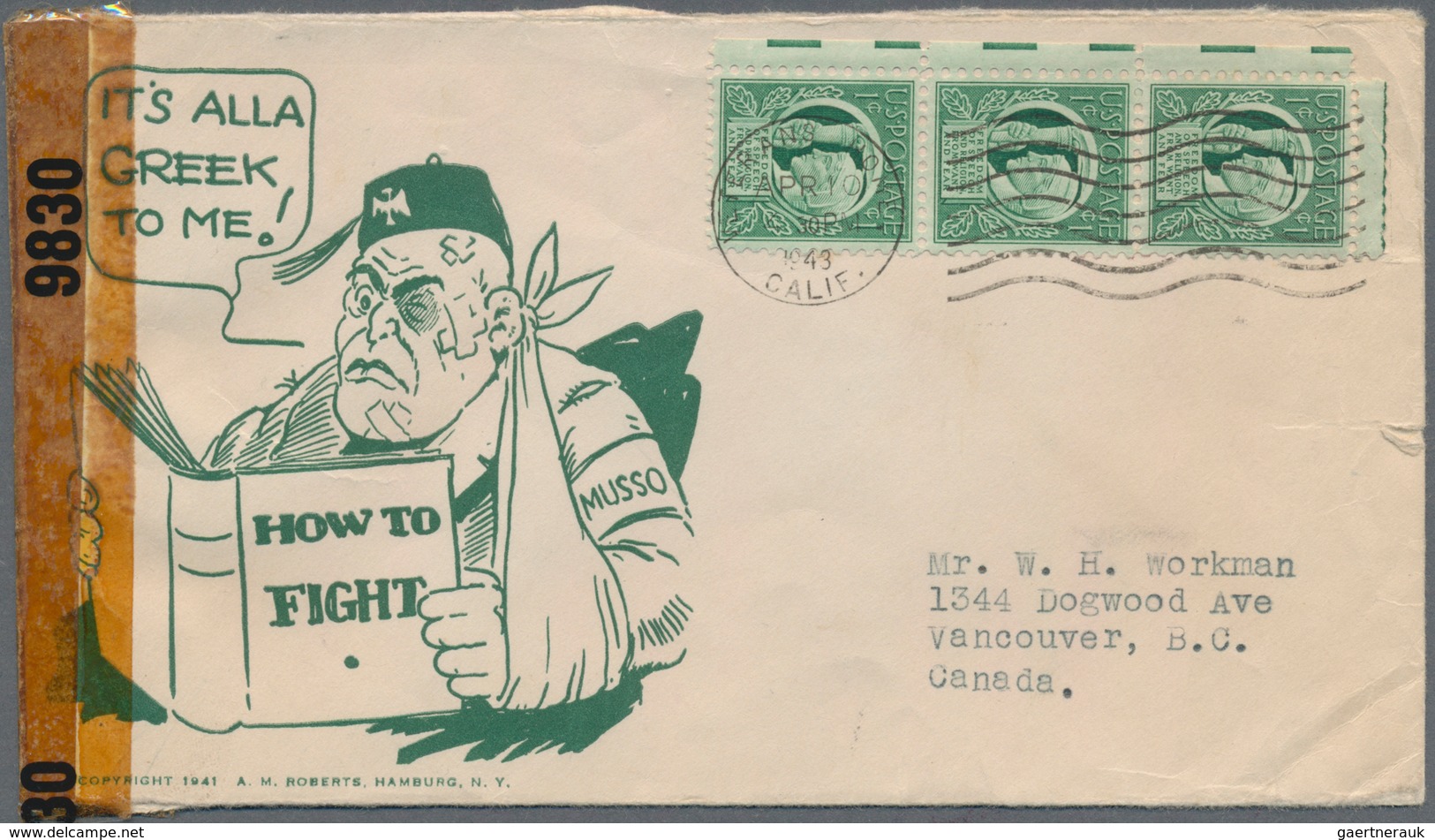 Vereinigte Staaten Von Amerika - Besonderheiten: 1943/44 Two Censored Illustrated Propaganda Covers - Andere & Zonder Classificatie