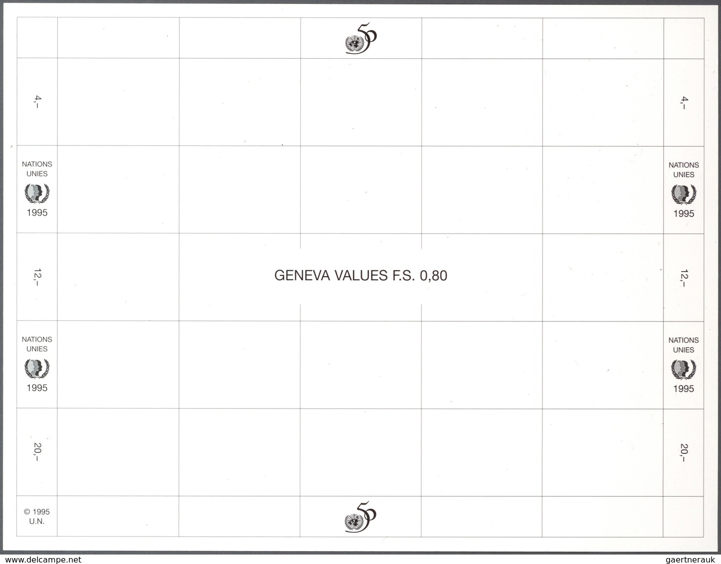 Vereinte Nationen - Alle Ämter: 1995, Approved Die Proofs (with Corrections) For The Issues "Interna - New York/Geneva/Vienna Joint Issues