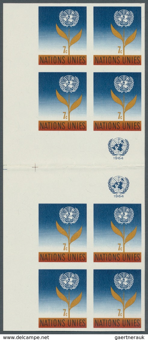 Vereinte Nationen - New York: 1964. Imperforate Vertical Gutter Block Of 2 Blocks Of 4 For The 7c Va - Other & Unclassified
