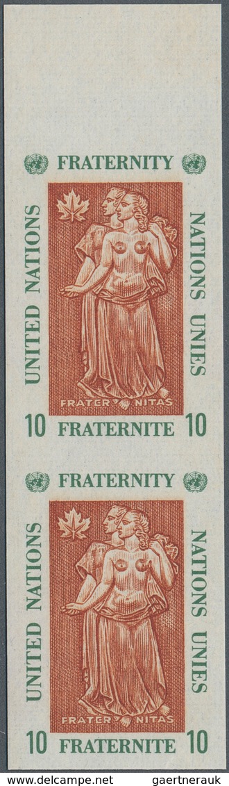 Vereinte Nationen - New York: 1967, Fraternity 10c. Green/brown IMPERFORATE Vertical Pair From Upper - Other & Unclassified