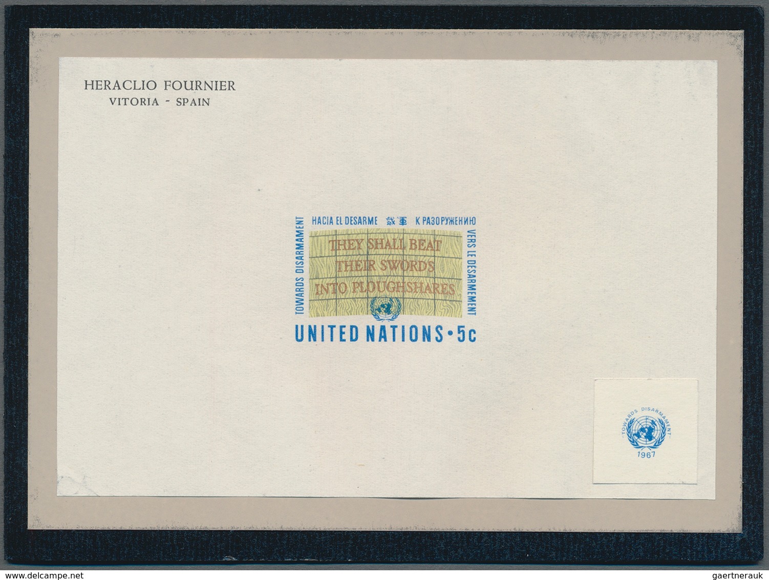 Vereinte Nationen - New York: 1967. Disarmament Campaign. Die Proof For Value Showing 5c Face Value - Other & Unclassified