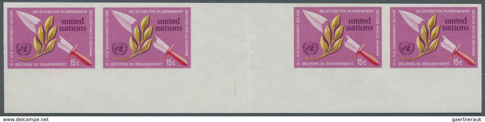 Vereinte Nationen - New York: 1973. Imperforate Horizontal Gutter Pair With One Additional Stamp On - Other & Unclassified