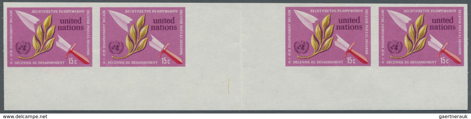 Vereinte Nationen - New York: 1973. Imperforate Horizontal Gutter Pair With One Additional Stamp On - Andere & Zonder Classificatie