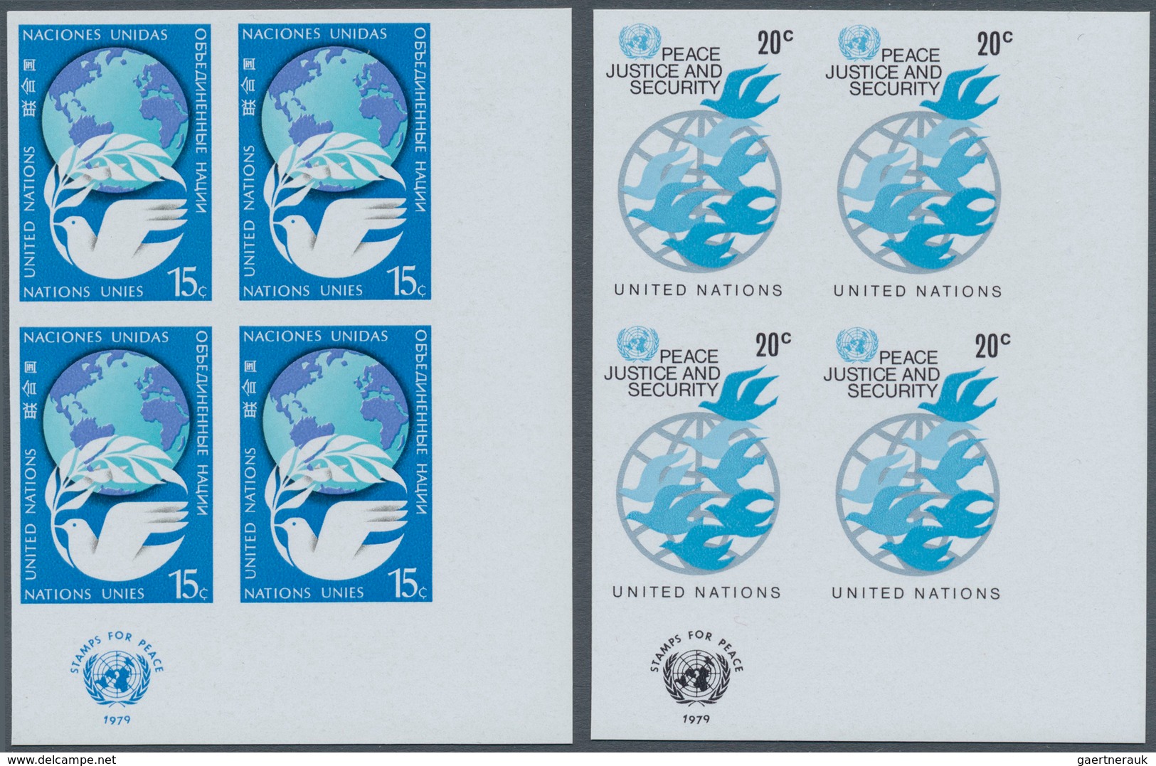 Vereinte Nationen - New York: 1979, Definitives Set Of Four (peace, Human Rights, Pigeons Etc.) In I - Altri & Non Classificati