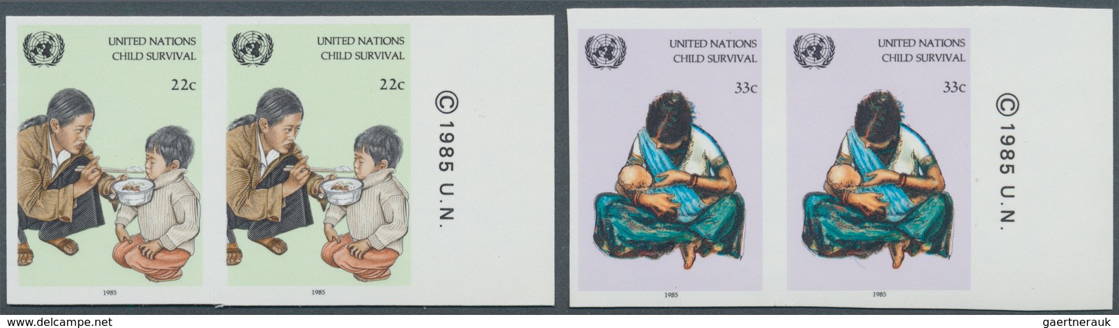 Vereinte Nationen - New York: 1985, "UNICEF Child Survival Campaign", Complete Imperforated Set (2 V - Andere & Zonder Classificatie