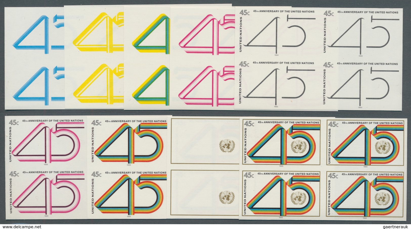 Vereinte Nationen - New York: 1990. Imperforate Block Of 4 + Progressive Proof (8 Phases) In Blocks - Andere & Zonder Classificatie