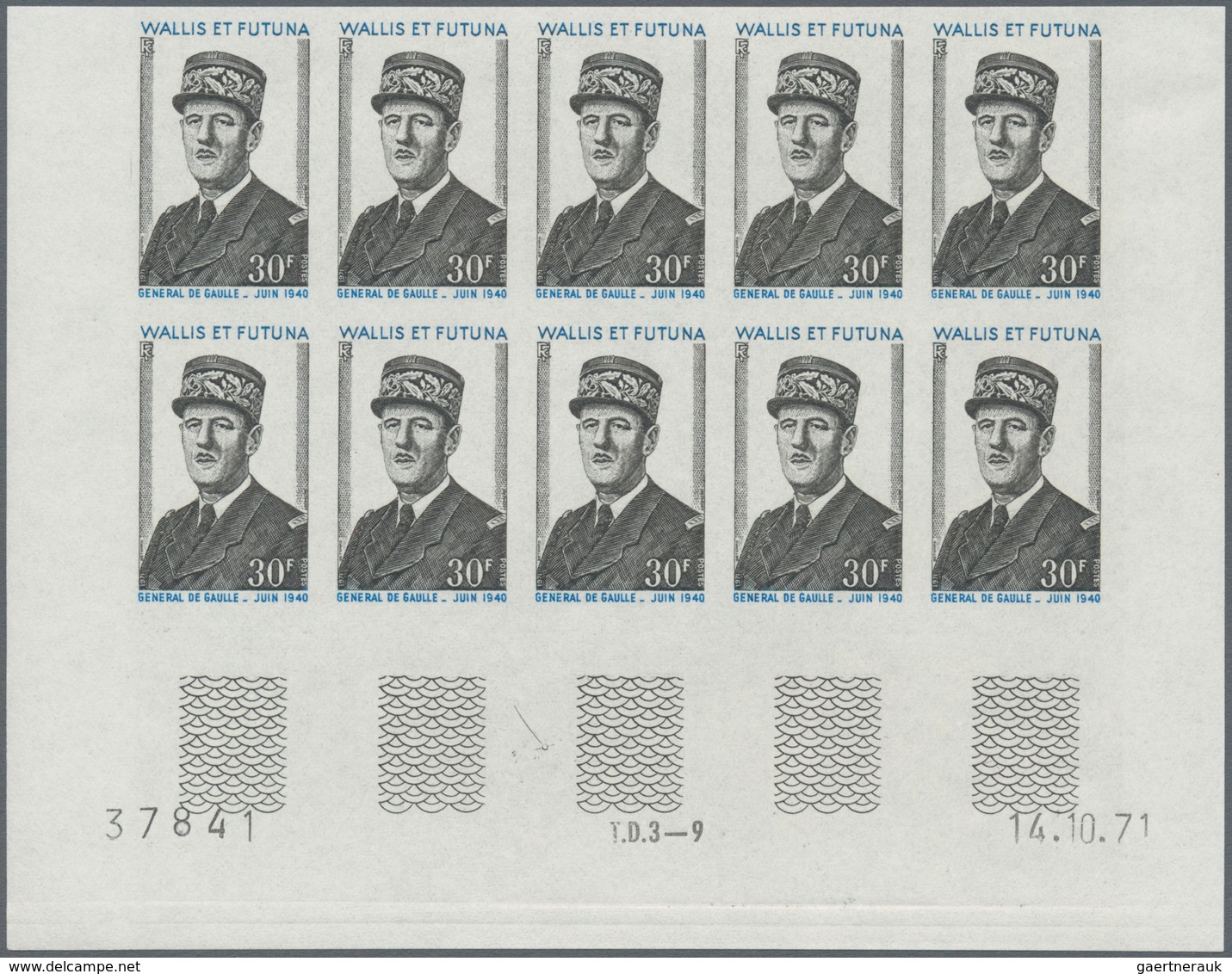 Wallis- Und Futuna-Inseln: 1971, One Year Death Of Charles De Gaulle Set Of Two In IMPERFORATE Block - Andere & Zonder Classificatie