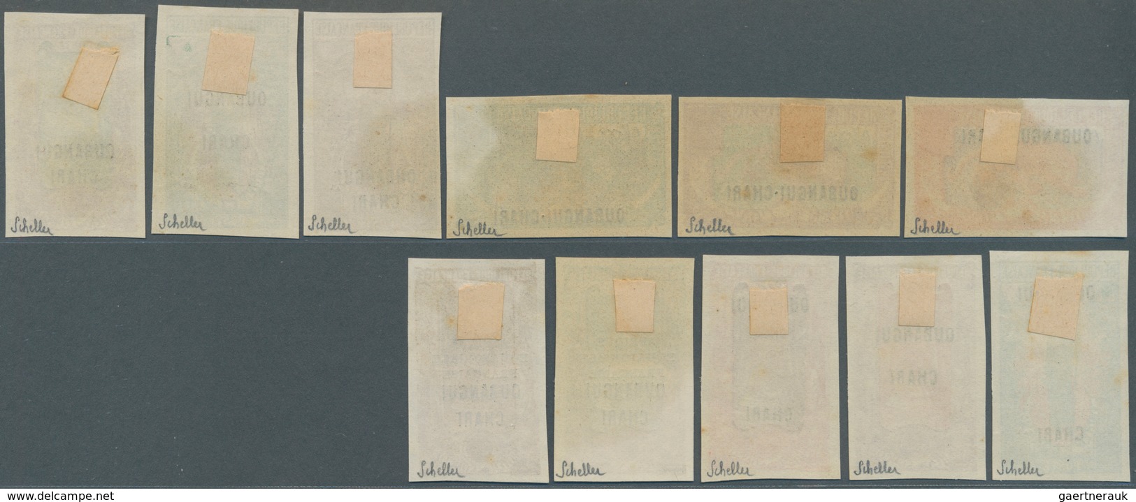 Zentralafrikanische Republik: 1922/1924, Oubangi-Chari, Group Of Eleven Imperforate Colour Proofs Wi - Centraal-Afrikaanse Republiek